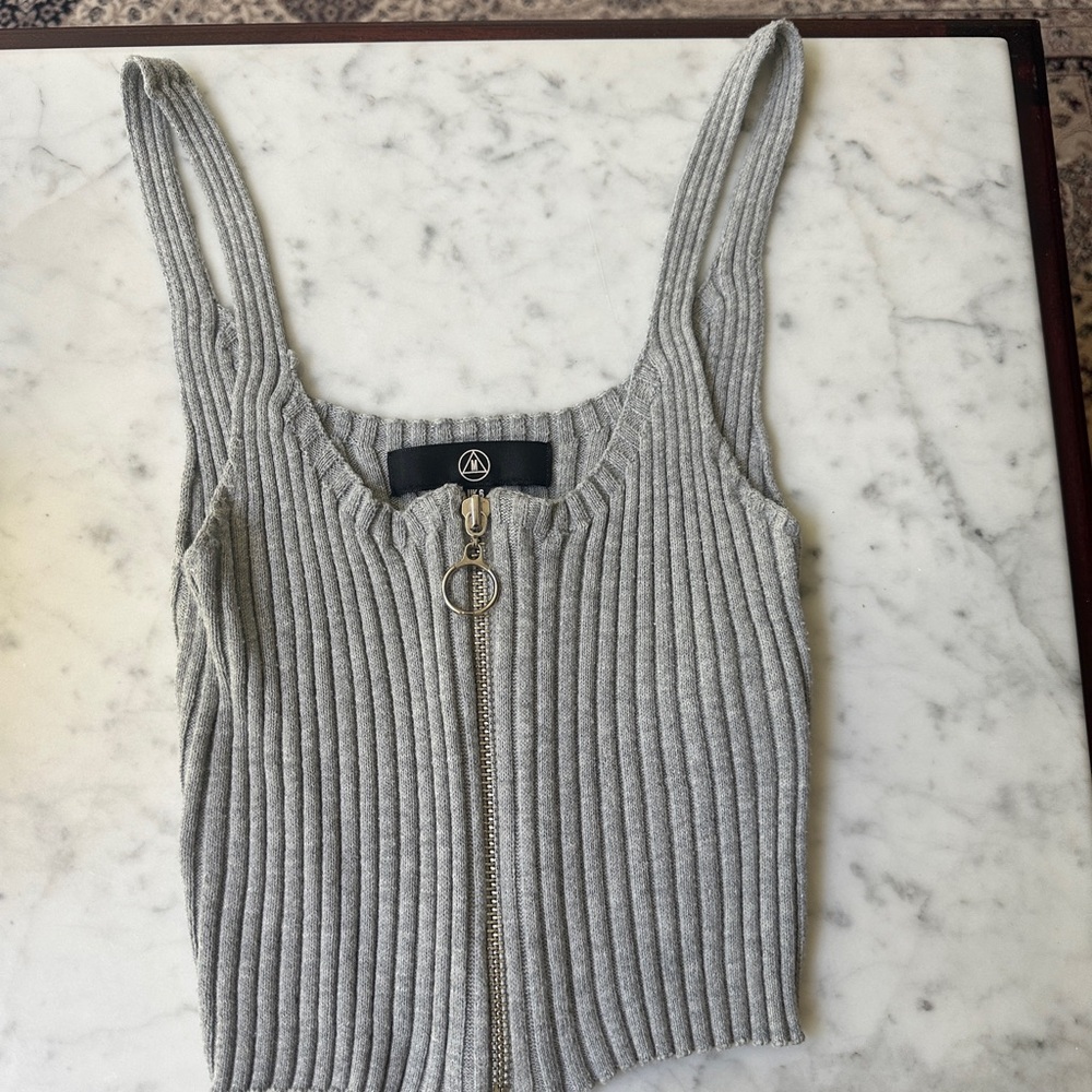 Missguided Ribbed Zipper Tank Top Size 2